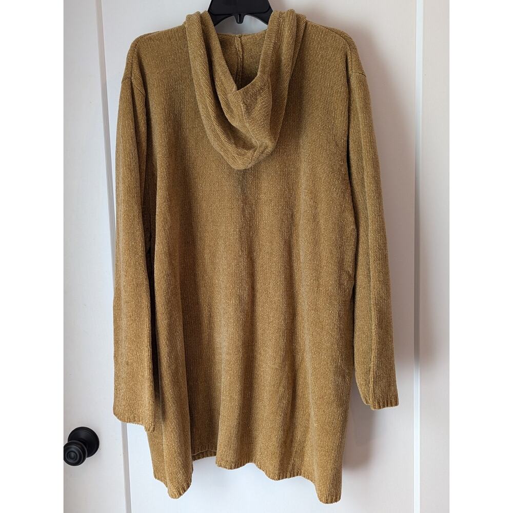 Denim&Co XL Mustard Brown Sweater Cardigan Hooded Embroidered NWT Cottagecore - Picture 10 of 14